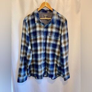 2/49$ Men’s TOAD&CO plaid slim fit buttoned organic cotton flannel shirt size XL